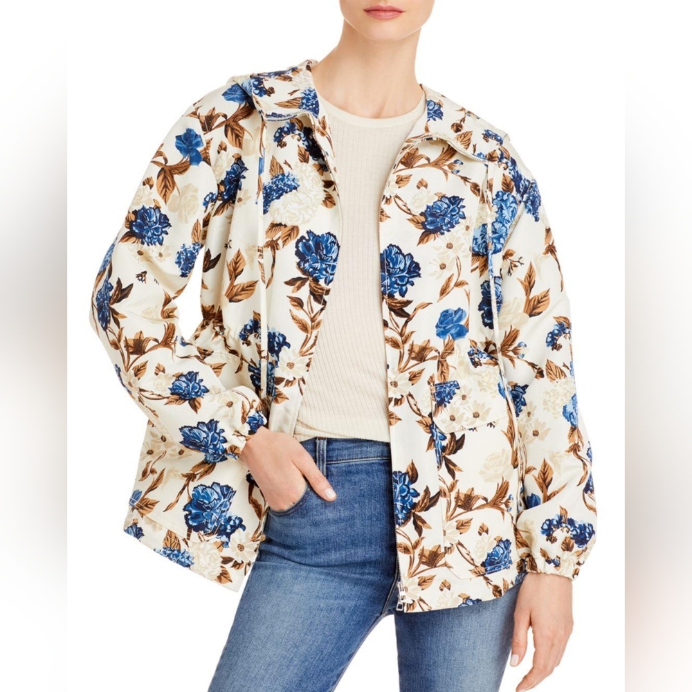 TORY BURCH Floral Print Windbreaker - Caramel Mixed Floral Medium